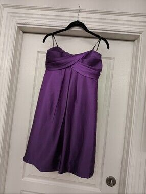 Vintage Y2K Jump Apparel Strapless Satin Dress in Vibrant Purple